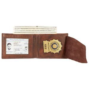 GENUINE LEATHER POLICE BADGE HOLDER, BROWN